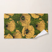 Yellow poppies on dark green badhandtuch set (Handtuch)