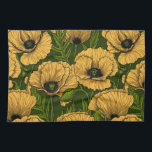 Yellow poppies on dark green geschirrtuch<br><div class="desc">Vector pattern made of hand-drawn poppies.</div>