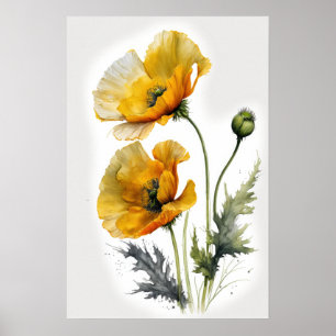 Yellow Poppy Blume Art Print Poster