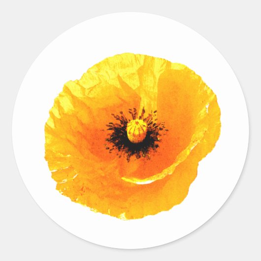 Yellow Poppy Custom Blank Floral Hochzeit Geburtst Runder Aufkleber (Vorderseite)