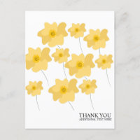 Yellow Poppy Floral Hand gezeichnet Danke Postkart