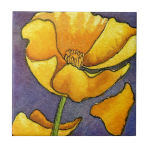 "Yellow Poppy" Gartenküche Keramik Tile Fliese