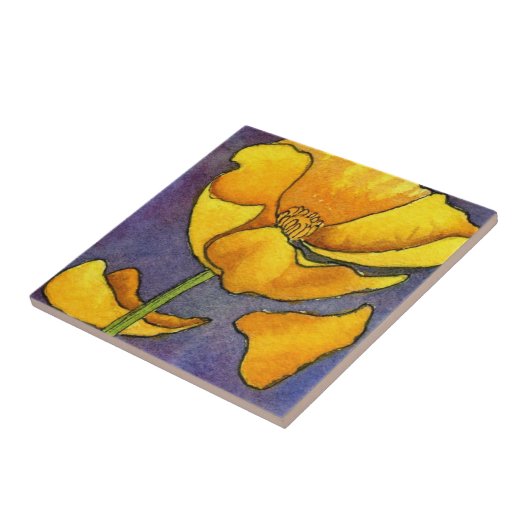 "Yellow Poppy" Gartenküche Keramik Tile Fliese (Seite)