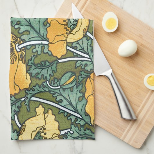 Yellow Poppy Geschirrtuch (Viertel Falte)
