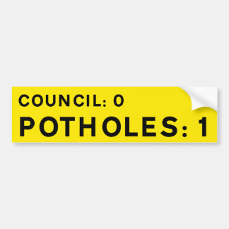 YELLOW Pothole Bumper Sticker Council 0-Potholes 1 Autoaufkleber