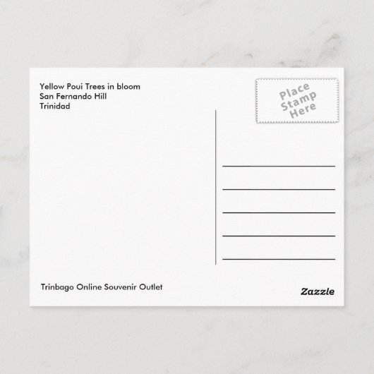 Yellow Poui Trees on San Fernando Hill Postkarte (Rückseite)