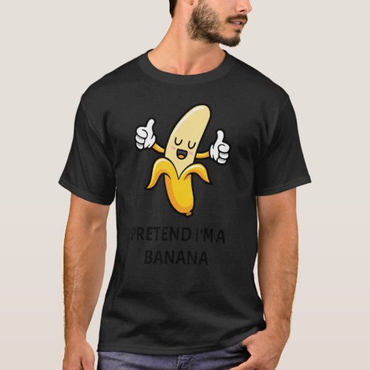 Yellow Pretend I'm a Banana Lazy Halloween Fruit T-Shirt (Vorderseite)