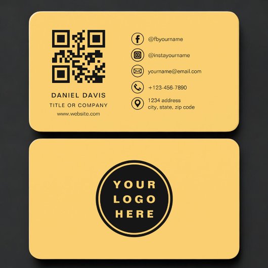 Yellow Professional Logo QR Code  Visitenkarte