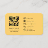 Yellow Professional Logo QR Code  Visitenkarte (Vorderseite)