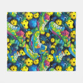 💛 Yellow Psychedelic pickleballs Fleecedecke (Vorderseite (Horizontal))