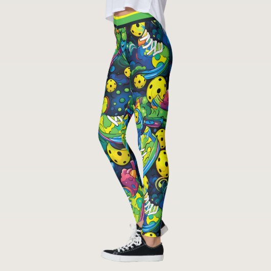 Yellow Psychedelic pickleballs Leggings (Links)