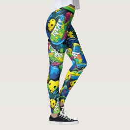 Yellow Psychedelic pickleballs Leggings
