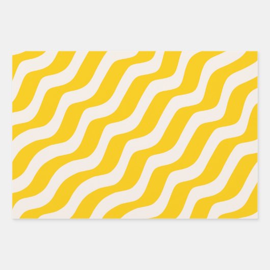 Yellow Psychedelic Stripes Retro Wavy Lines Geschenkpapier Set (Vorderseite 2)
