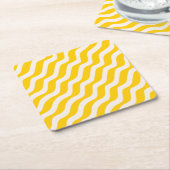 Yellow Psychedelic Stripes Retro Wavy Lines Rechteckiger Pappuntersetzer (angewinkelt)