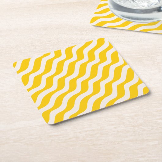 Yellow Psychedelic Stripes Retro Wavy Lines Rechteckiger Pappuntersetzer (angewinkelt)