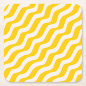 Yellow Psychedelic Stripes Retro Wavy Lines Rechteckiger Pappuntersetzer (Vorderseite)