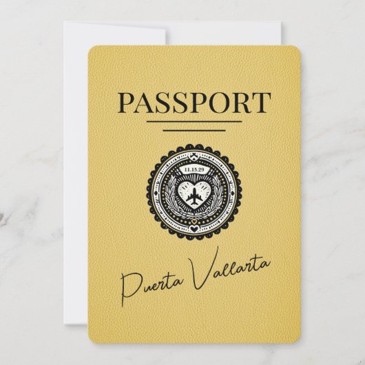 Yellow Puerta Vallarta Passport Save the Date (Vorderseite)
