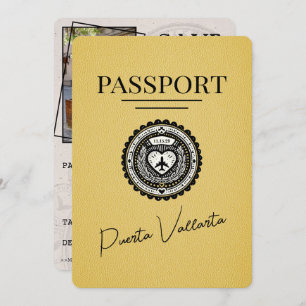 Yellow Puerta Vallarta Passport Save the Date