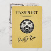 Yellow Puerto Rico Passport Save The Date (Vorne/Hinten)