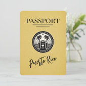 Yellow Puerto Rico Passport Save The Date (Stehend Vorderseite)