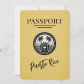 Yellow Puerto Rico Passport Save The Date (Vorderseite)