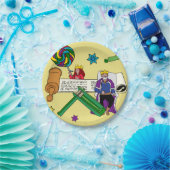 Yellow Purim Plate - Megilla & Grogger Pappteller (Party)
