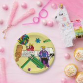 Yellow Purim Plate - Megilla & Grogger Pappteller (Party)