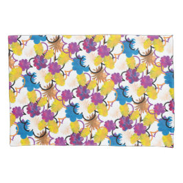 Yellow Purple Blue Tropical Exotic Abstract Floral Kissenbezug