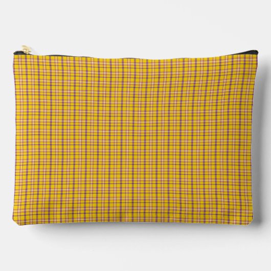 Yellow Purple Plaid Classic Pattern Modern Zubehörtasche (Vorderseite)