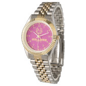 Yellow Purple vintage couple name monogram Armbanduhr (Schrägansicht)