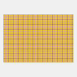Yellow Purple White Plaid Classic Geschenkpapier Set