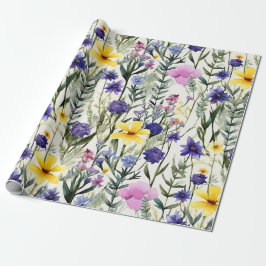 Yellow Purple Wildflower Floral Garden Pattern Geschenkpapier