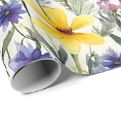 Yellow Purple Wildflower Floral Garden Pattern Geschenkpapier (Rolleneckpunkt)