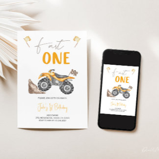 Yellow Quad Bike 'Fast One' Einladung zum Geburtst