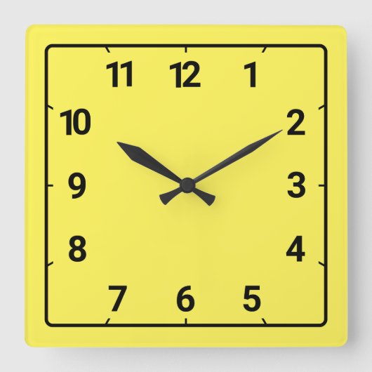 Yellow Quadratische Wanduhr (Vorderseite)