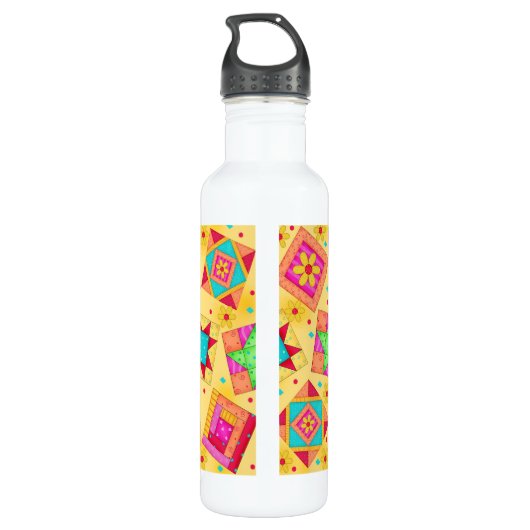 Yellow Quilt Art Edelstahlflasche (Rückseite)