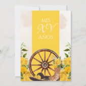 Yellow Quinceanera Rose Vintag Charro Western Einladung (Rückseite)