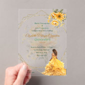 Yellow Quinceñera Floral Acryleinladungen (Insitu (Handheld))