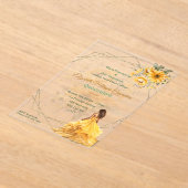 Yellow Quinceñera Floral Acryleinladungen (Ablage )