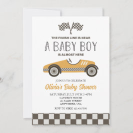 Yellow Race Car Baby Dusche Einladung