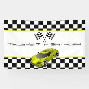 Yellow Race Car Geburtstagsparty Banner