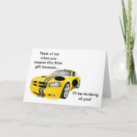 Yellow Race Car Ich werde an Ihre Karte denken