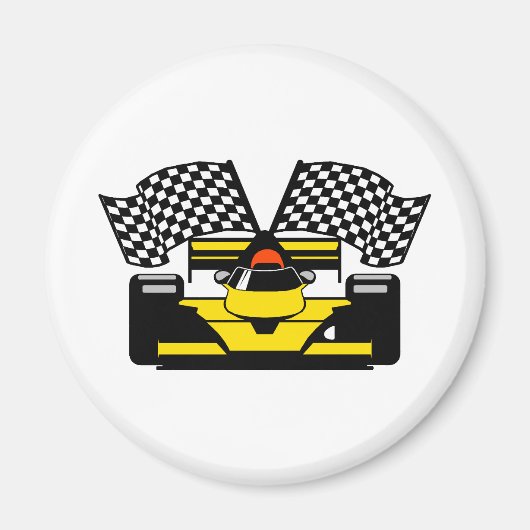 YELLOW RACE CAR MAGNET (Vorne)