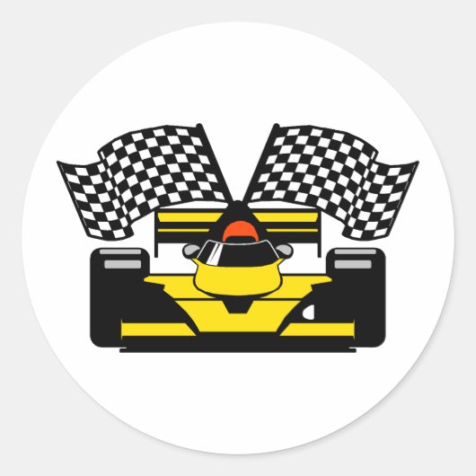 YELLOW RACE CAR RUNDER AUFKLEBER (Vorderseite)