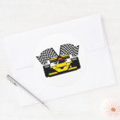 YELLOW RACE CAR RUNDER AUFKLEBER (Umschlag)