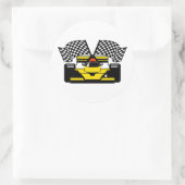 YELLOW RACE CAR RUNDER AUFKLEBER (Tasche)