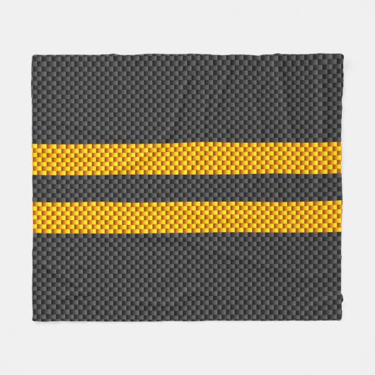 Yellow Racing Stripes Carbon Fiber Style Fleecedecke (Vorderseite (Horizontal))