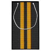 Yellow Racing Stripes Carbon Fiber Style Kleine Geschenktüte (Rückseite)