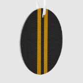 Yellow Racing Stripes Carbon Fiber Style Ornament (Vorderseite)