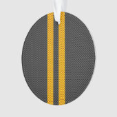 Yellow Racing Stripes Carbon Fiber Style Ornament (Vorderseite)